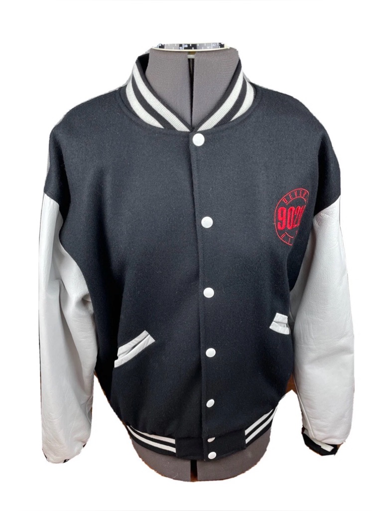 1992 Beverly Hills 90210 Varsity Jacket Top Line Usa Wool Leather Snap Small